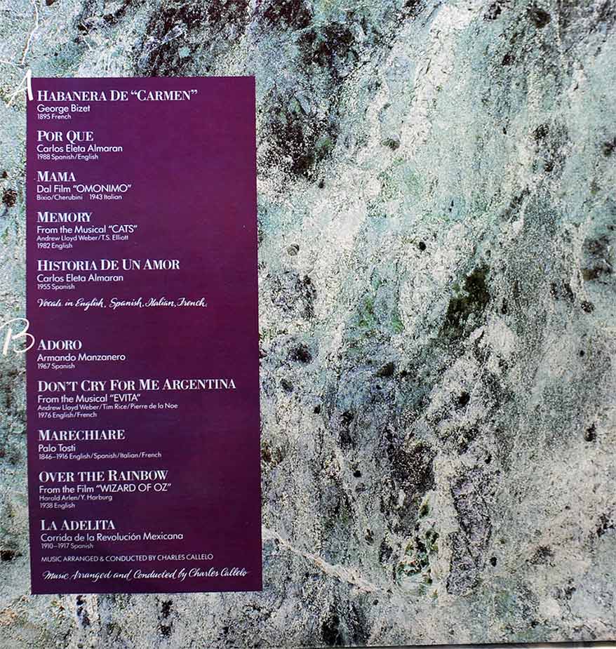 Vanina Aronica - Album The Sound of Time, back cover with titles– Los Angeles