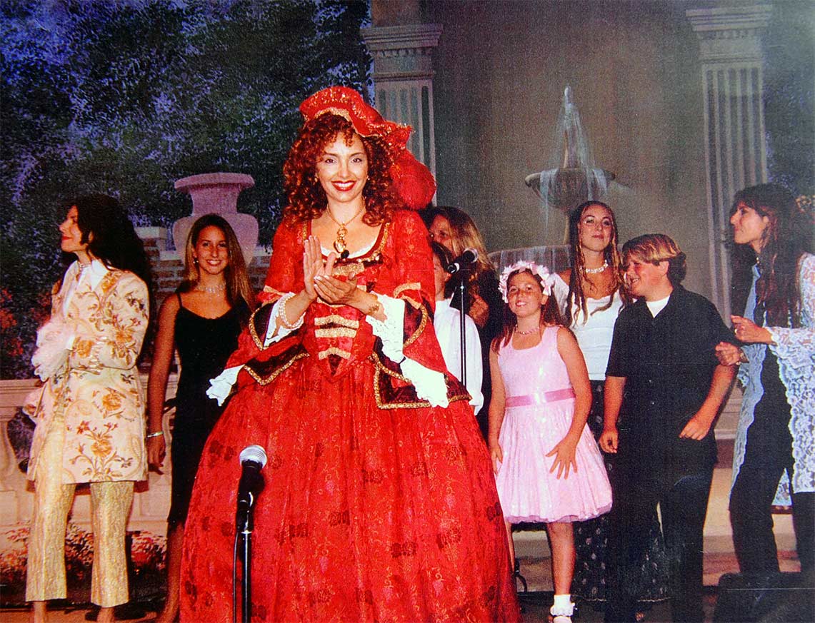 Vanina Aronica with her choir at the Venitian Ball in Beverly Hills